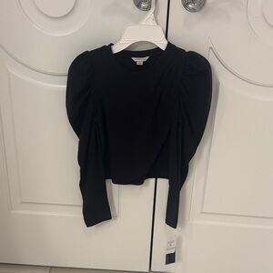 NWT Girls Habitual Black Long Sleeve Puff Top Size 7-8